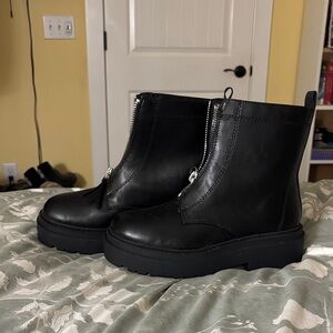 Black Zipper Ankle Boots